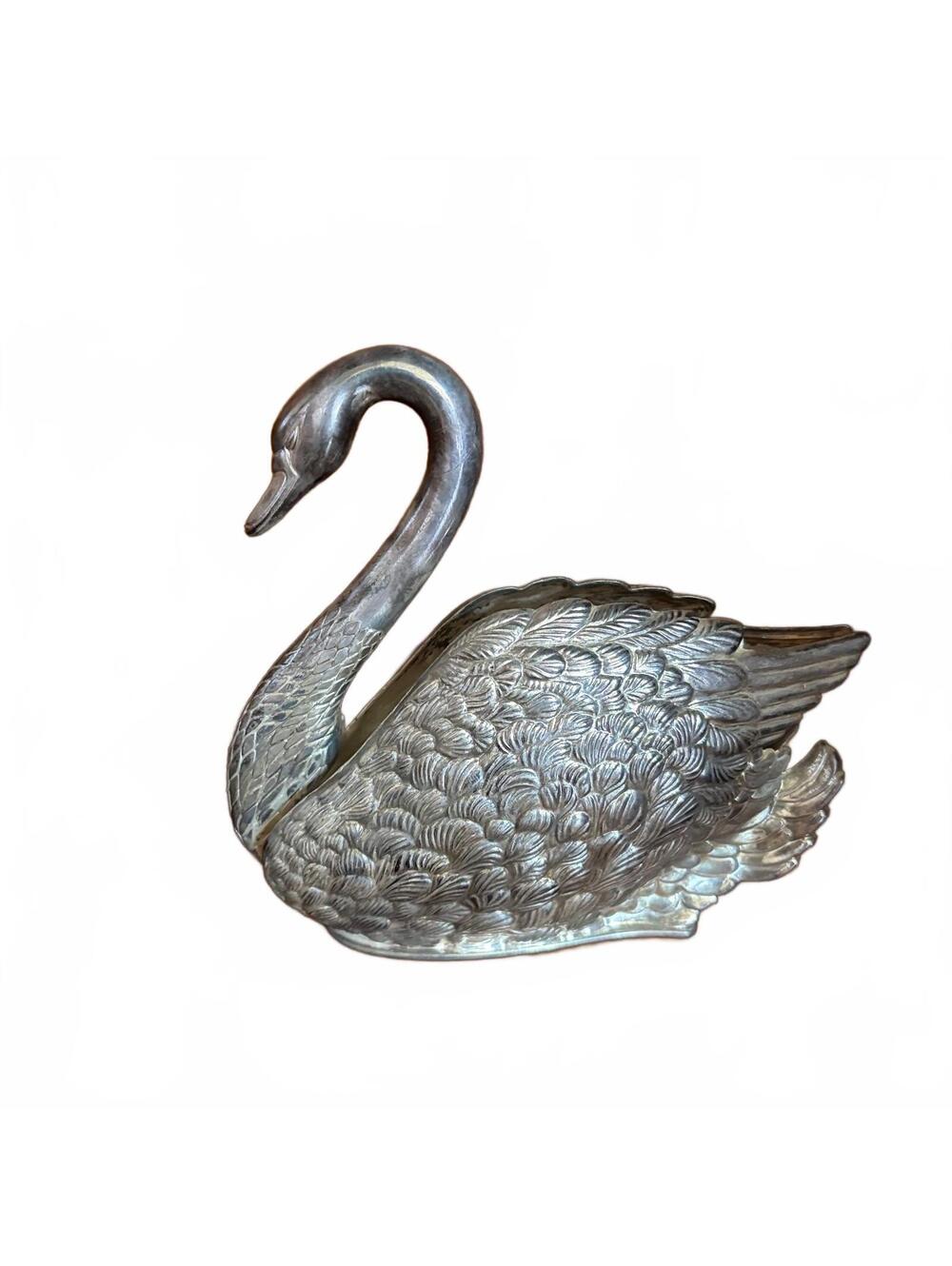 Vintage Godinger Silver-Plated Swan Napkin Letter Holder Italy 1986 EP Zinc